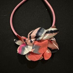 Pink Pattern 4" Satin Flower on Hard Pink Headband  7298  Handmade NWT  Boutique